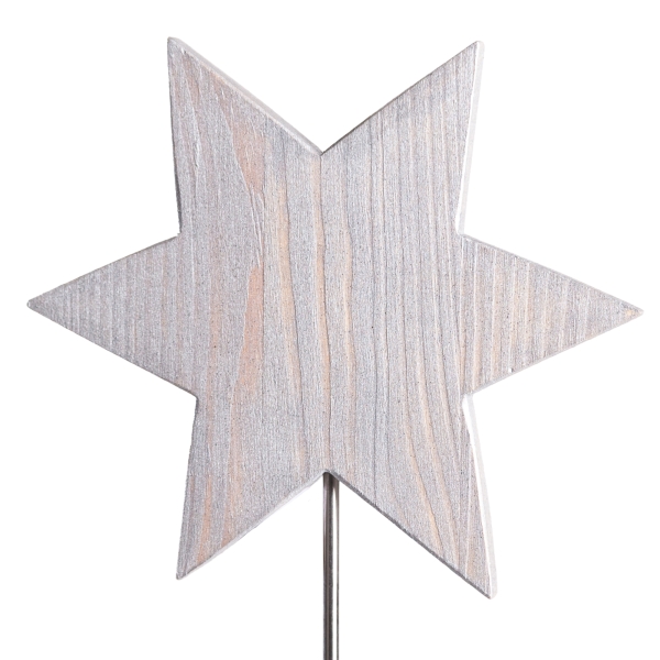 Stern einfarbig auf Metallstange Holz silber