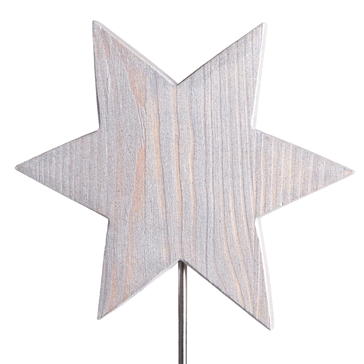Stern einfarbig auf Metallstange Holz silber