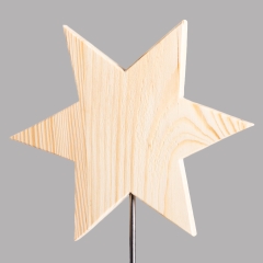 Stern einfarbig auf Metallstange Holz natur