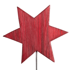 Stern einfarbig auf Metallstange Holz rot